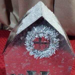 Silver Metal Winter Barn Decoration 8 x 6 x 5 inches